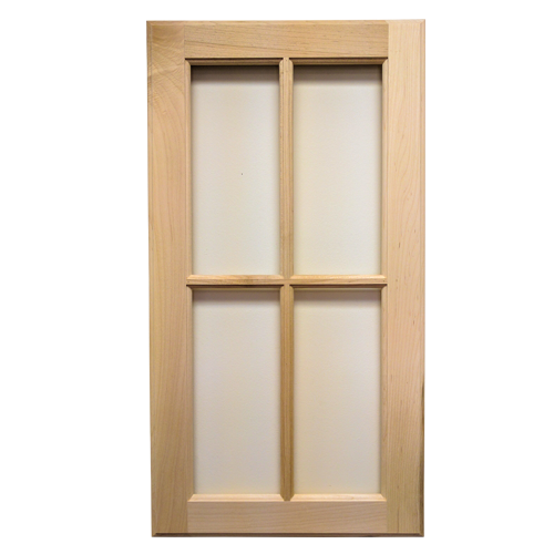 Glass Ready Unfinished Flat Panel 4 Panes Paint Grade Maple